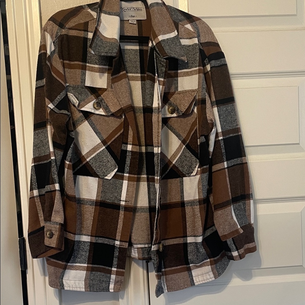 Plaid Button-Up Flannel Shirt